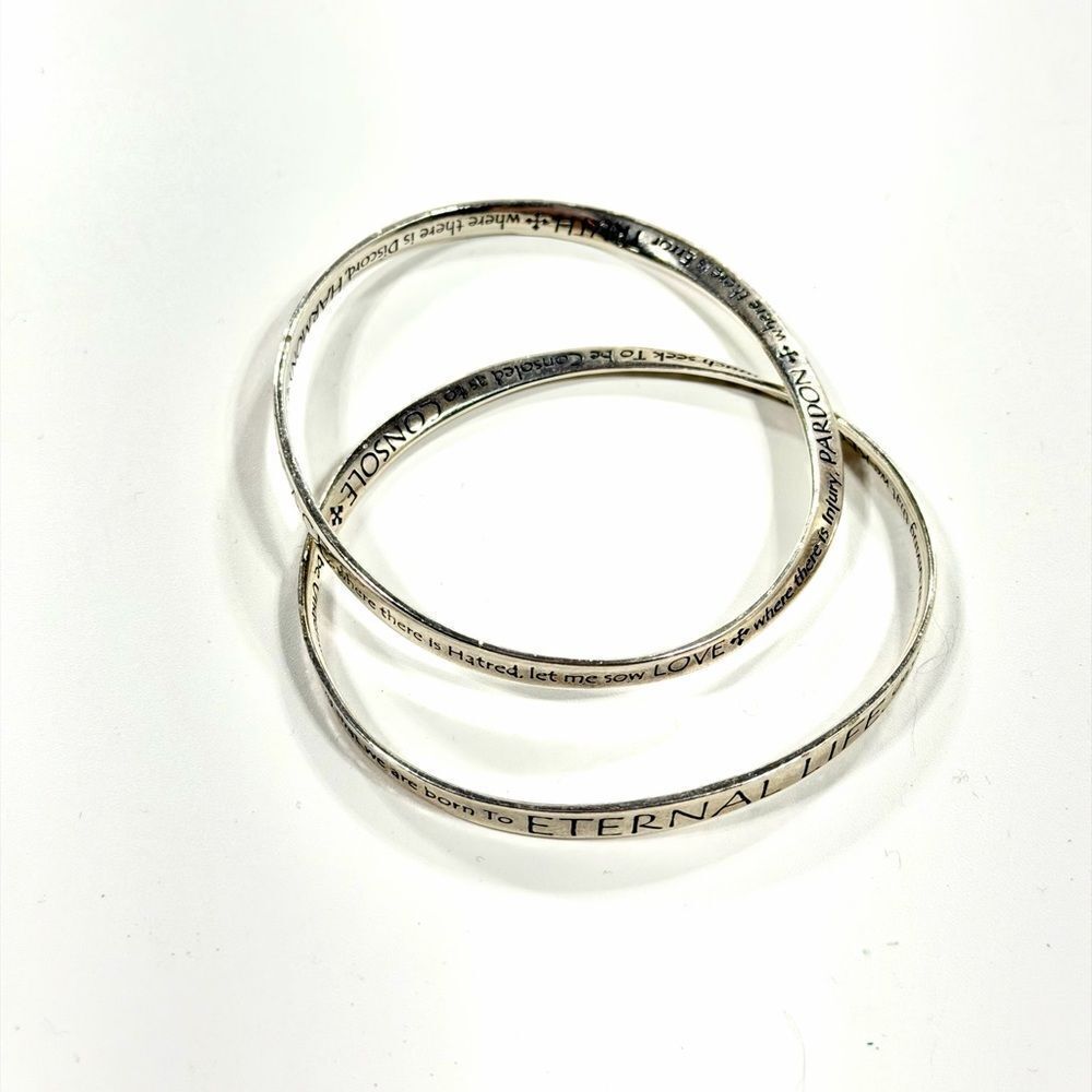 Serenity Prayer Silver Engraved Bracelet Set